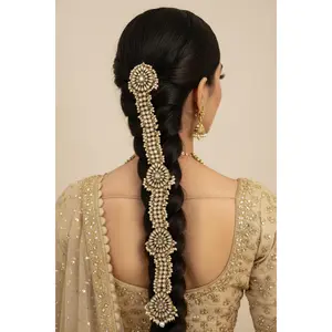 Kundan Pearl Hair Ornament  Traditional Juda Pin with Floral Motifs