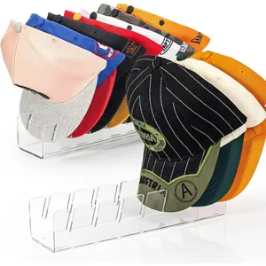 Hat Stand for Baseball Caps, No-Install  Hat Organizer and Display for Closet/Desktop, Baseball Hat Storage Holds 14 Caps, Space Saver Hat Rack Hat Holder (2 Pack, Clear)