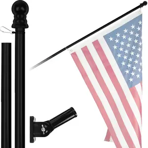 G128 6Ft Tangle-Free Aluminum Spinning Black Flagpole - Aluminum Wall Mount Flag Pole for Commercial/Residential Use (Flag NOT Included)