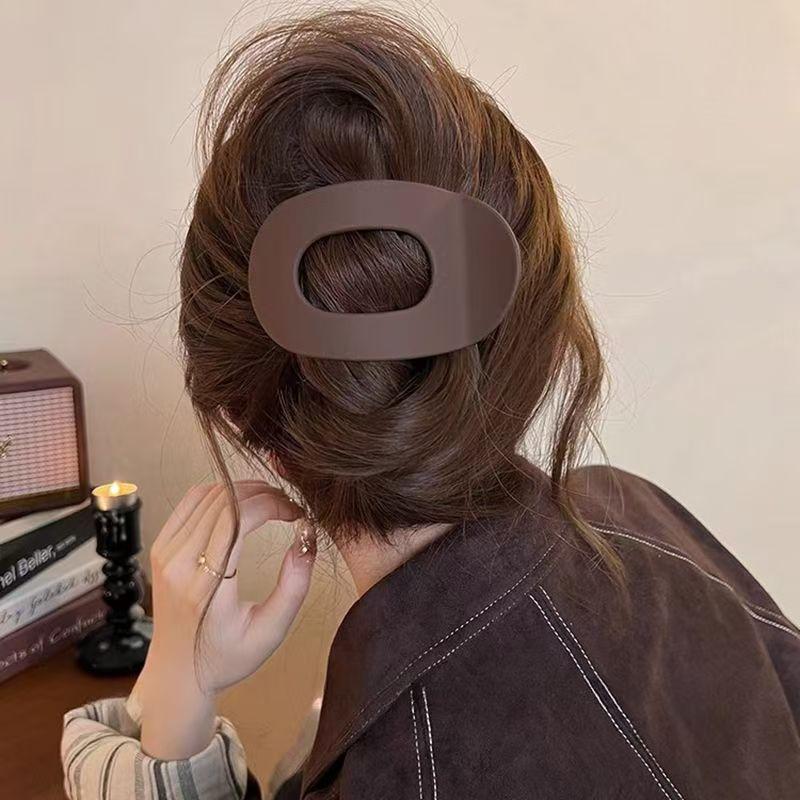 Solid Color Hair Clip, 4pcs Oval Acrylic Hair Clips Set for Women, No Trace Flat Large Hair Clip, Elegant Minimalist Frosted Solid Color Hair Clips for Daily Wear, Ideal Gifts for Her