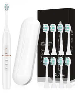 Electric Toothbrush Set, 8 Brush Heads, Travel Case, 4 Modes, 2-Minute Timer, 42000 VPM Motor, 60 Days Battery Life (White)