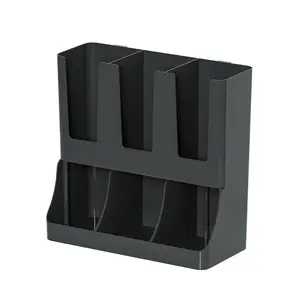 Multi-Functional Cup Holder, Wall-Mounted Paper Cup Rack, Straw Organizer, Six-Slot Divider, Minimalist, Ideal for Cafes, Bars, Home Use
