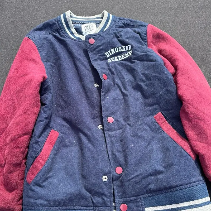 Dinosaur Academy Little Boy Jacket Size 7 with Red Sleeves and Button Front
