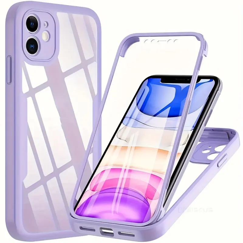 New phone case 360 full-body front + back transparent protective case suitable for iPhone 13 14 11 12 Pro Max 15 Plus luxury bumper shockproof back cover