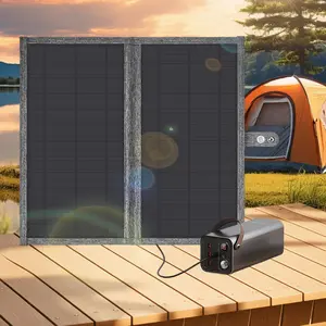 20w High Efficiency Solar Panel Charger Kit, Dual USB C Ports, Foldable Design, Includes Data Cable & Carabiners, Ideal for Outdoor Camping & Emergency Power Supply