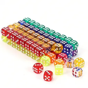 50pcs 6-Sided Portable Tabletop Game Dice, 14mm Acrylic Rounded Corners, Durable Board Game Dice, Party Cube Number Dice, Game Gifts & Party Favors