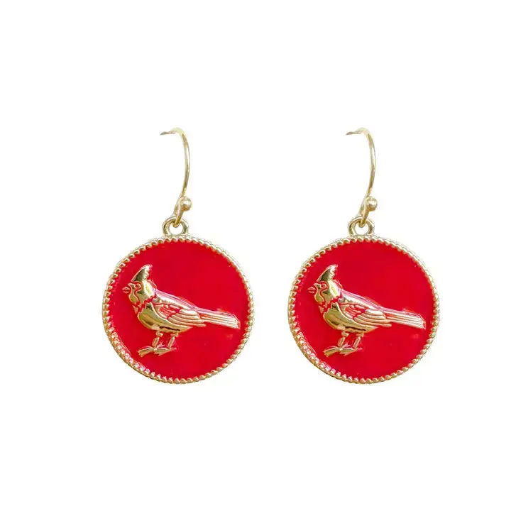 Red Cardinal Earrings Enamel Bird Jewelry Nature Lover Gift for Her #VLJ2636-RDCAR