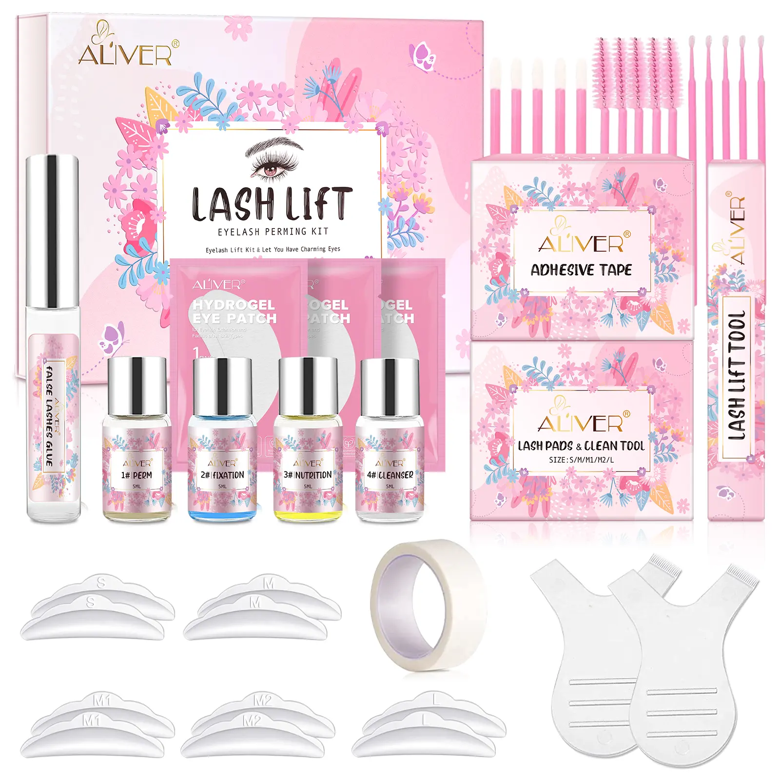 ALIVER Silicone Lash Lift Kit - Salon-Grade DIY At-Home Cosmetic Set with Eye Shields, Pads & Accessories, Lifted Curve, Natural Curls, Long-Lasting, Easy Steps, Clean Application for Beauty & Personal Care