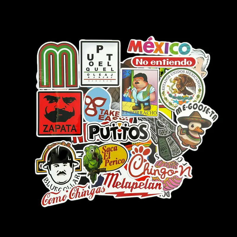 30pcs Mexican Blue-Collar Humor Stickers – Waterproof Vinyl Pack with Snarky Jobsite Jokes, Great Gift for Workers, Decor for Hard Hats, Toolboxes, Bumpers, Coolers & More