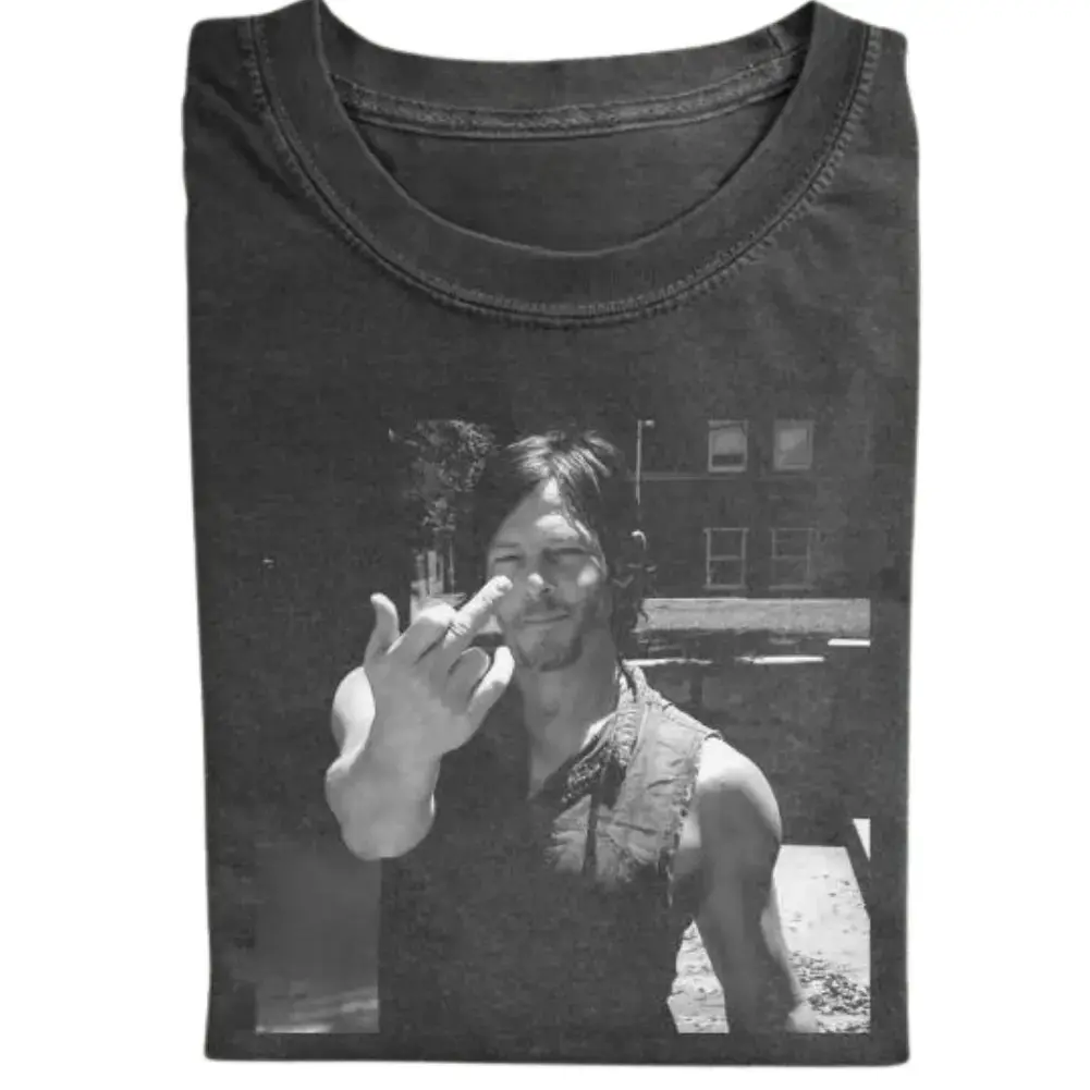 The Walking Dead Vintage Graphic Tee, Daryl Dixon Middle Finger T-Shirt, Movie Tee, Unisex Meme Cringe Funny Dumb Shirt, TV Show Fan Tee