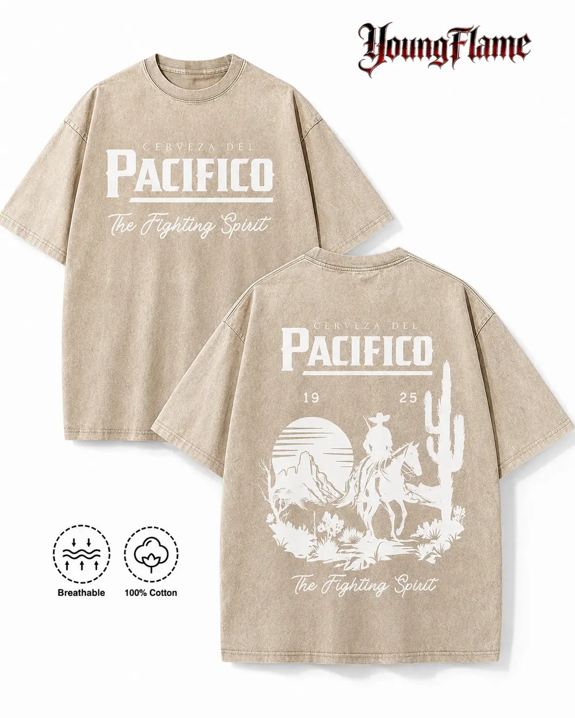 Vintage Acid Wash Desert Cowboy Graphic Tee A Comfortable Summer Gift Western Aesthetic Streetwear Y2K Clothing Men T-Shirt short sleeve