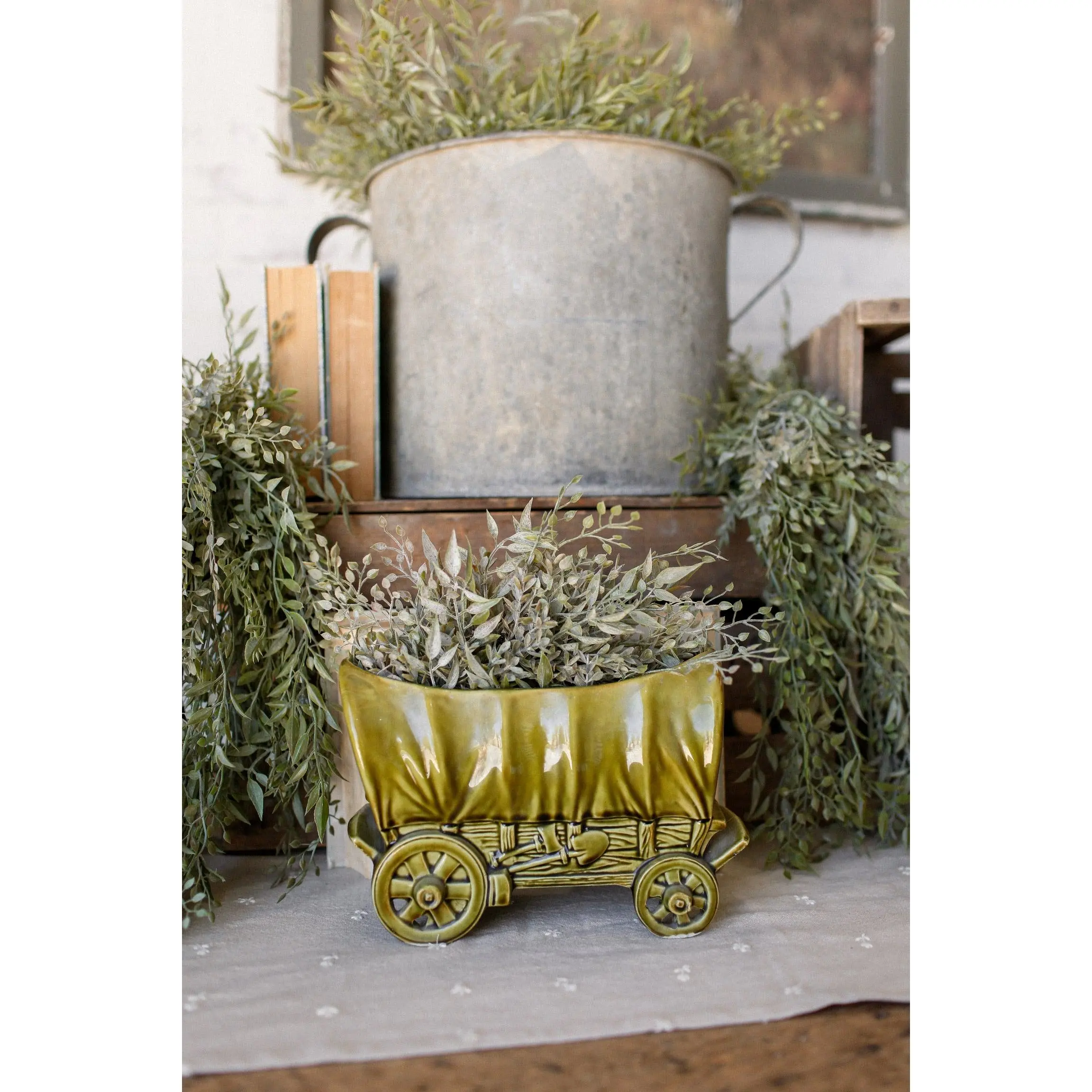 Vintage Shawnee Covered Wagon Planter