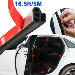 5M Car Door Seal Strip Universal Self Adhesive Automotive Weather Stripping,L Shape Car Door Soundproofing Strip, Rubber Seal Strip for Cars Trucks SUVs RVs Hood Cover