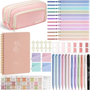Journaling Kit for Women,  Study Supplies  Study Kit with Notes and  Tabs,  Highlighters and Pens No Bleed, Pencil Case,  Study Tools  Supplies for Women()