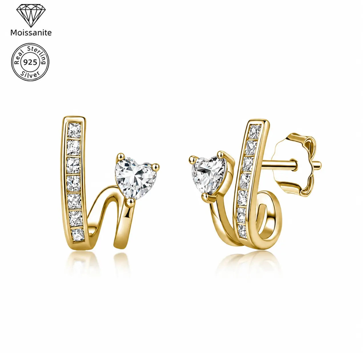 Infinity Moissanite Hoop Earrings for Women, 925 Sterling Silver, 8MM Round Cut Moissanite, GRA Certified, Hypoallergenic Fine Jewelry