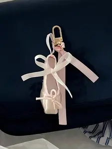 Handmade ballet shoe phone charm, ballet-style mini satin keychain, pink beaded ballet shoe keychain, Keychain for bags - can be combined and disassembled at will, can be hung on a bag, travel accessory, Christmas and Halloween gift.