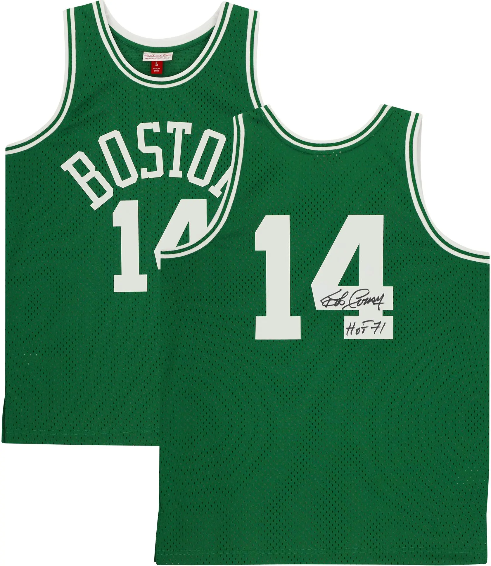Bob Cousy Boston Celtics Autographed Mitchell & Ness Green Swingman Jersey with "HOF 71" Inscription - Fanatics Authentic Certified