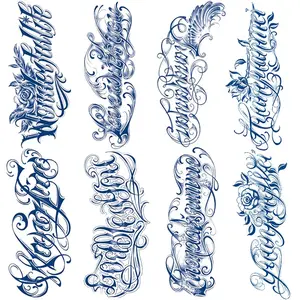 8 Pcs Juice Letter Totem Temporary Tattoos, Realistic Long-Lasting Semi-Permanent, Waterproof, 7-15 Days, Party & Daily Use