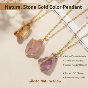 Natural Stone Gilded Pendant - IllumiWaveillumiwave Natural Stone jewellery