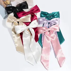 Women's Girls Stream Bow Hair Clip Accessories with Long Tail Ribbon