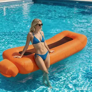 Portable Inflatable Air Lounger Sofa with Shade Canopy, Waterproof Water Hammock Pool Float & Outdoor Camping Blow Up Couch, Fast Inflation Fan & Stakes Included