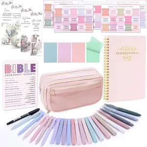 Study Supplies Journaling Kit for Women,  Study Kit, 12 Pastel Highlighters and Pens No Bleed, 75 Laminated Tabs, Prayer Journal Pencil Case and More,