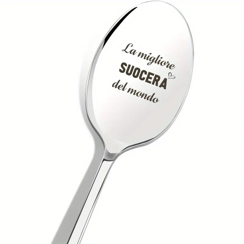 Stainless Steel Engraved Coffee Spoon, Heart Design, Perfect for Valentine's Day, Christmas, Birthday & Family Gifts, Coffee Bar Accessory