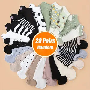 20 Pairs Random Mixed Pattern Cute Soft Comfort Fit Ankle Women's Socks