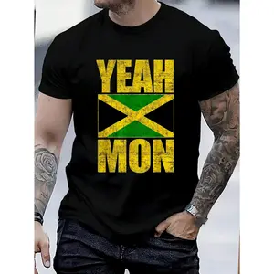 100% Cotton Yeah Mon Retro Jamaica Jamaican Men Womens Vacation Souvenir T-Shirt Women's Men's Fashion Printing Tshirt Graphic Tee Causal Tops