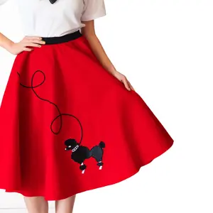 Red 1950s Hand made Adult Poodle Skirt Costume for Women Womenswear Hip Hop 50's Shop Halloween couple costumes kids costume