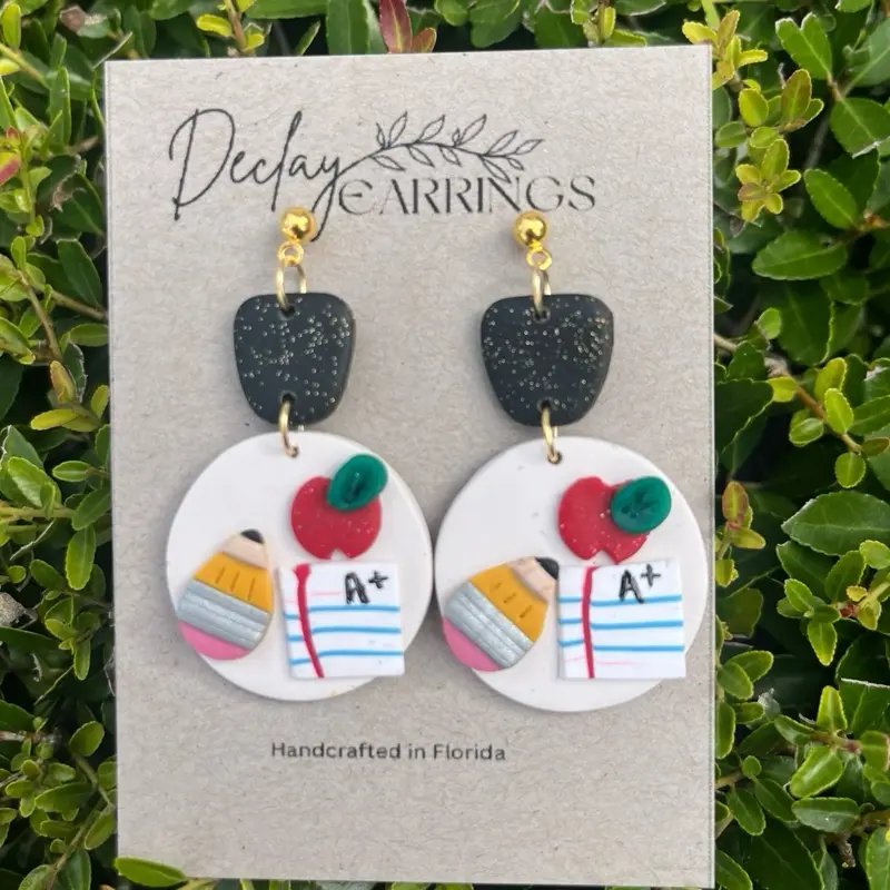 Teacher Statement Earrings - Super Lightweight Unique Polymer Clay Durable Flexible Gift for Yourself or Friend
