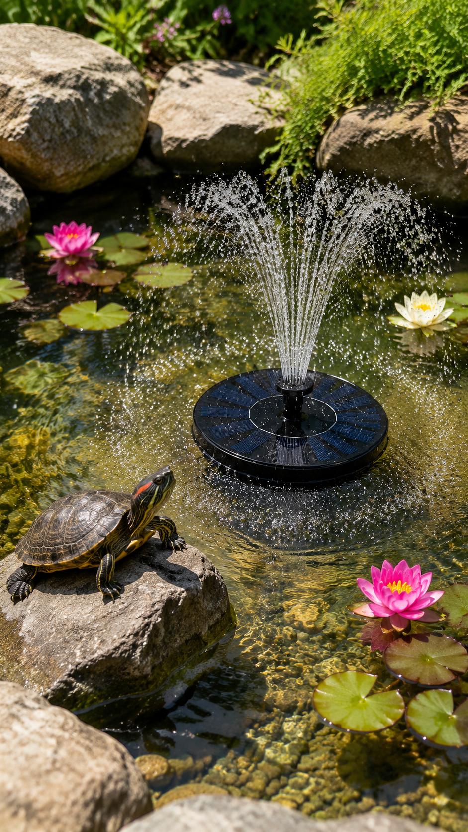 Solar Fountain Pump for Bird Bath, Upgraded 5.1/6.3 inch Solar Powered Water Fountain with 6 Nozzles, Floating Free Standing Fountain for Backyard Garden Pond, Patio, Pool, Attracts Birds bath fountain pump