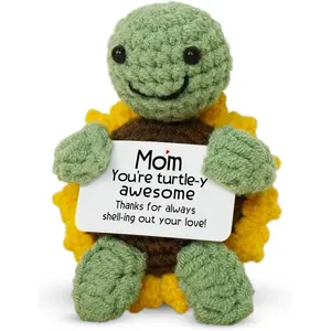 Gifts for Mom from Daughter Son - Handmade Positive Crochet Turtle Sunflower - Mothers Day Birthday Gifts for Mom Mother in Law Mama Grandma, Emotional Support Crochet