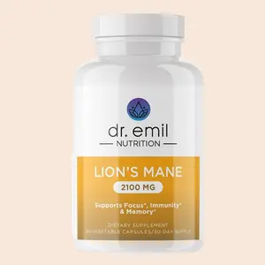 DR. EMIL NUTRITION 2100mg Organic Lions Mane Supplement Capsules - Focus, Mental Clarity & Cognition - Nootropic Lion's Mane Mushroom Supplement with Organic Lions Mane