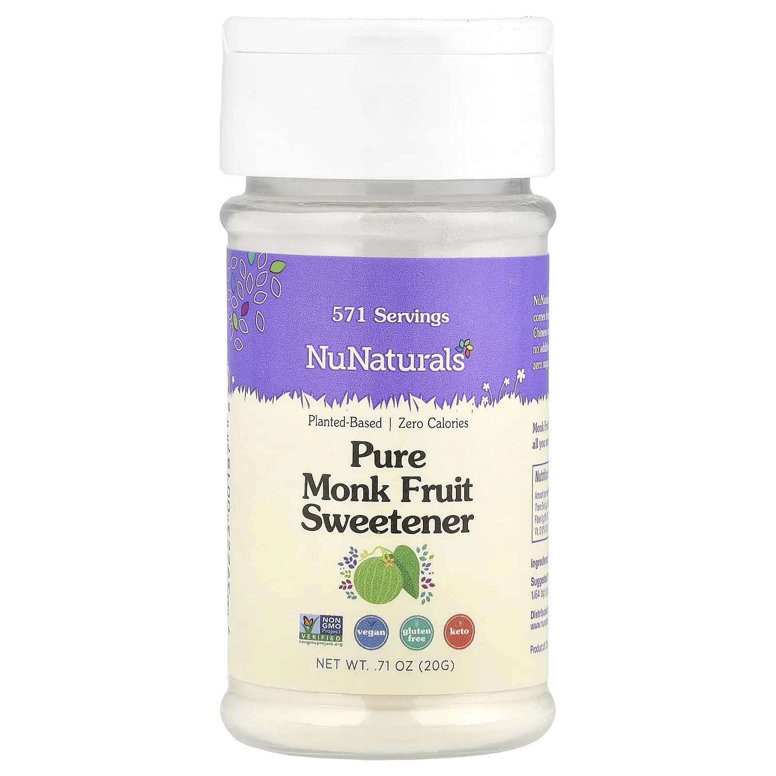 NuNaturals Pure Monk Fruit Sweetener, 0.71 oz (20 g)