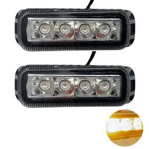 4" x 1.5" Rectangle LED Amber Strobe Light 4 LED 12W IP65 Waterproof Super Bright High Powered Strobe for Towing 6 Flash Patterns Surface Mount 10V-30V