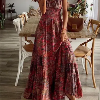 Casanova Brown Floral Maxi Dress - TikTok Shop