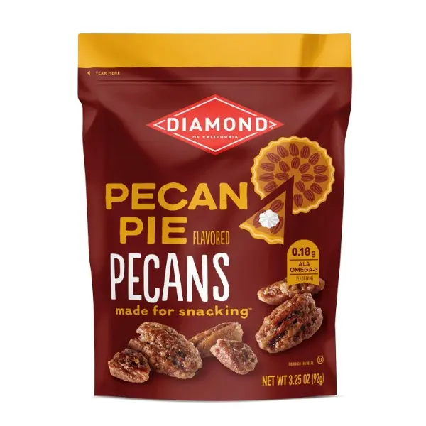 Candied Nuts Snack Packs - California-Style Pecan Pie Flavored, Candy-Coated Peanuts & Pecans, Canola Oil & Sea Salt Infused, 3.25oz Ambient, Kosher, High Protein, Fiber-Rich Healthy Snacks