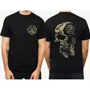 2026 Summer Men's Camo with Never Settle T-shirt, Unisex Short Sleeve Casual 100% Cotton, Camo Shirt, Sig Sauer Lover Gift