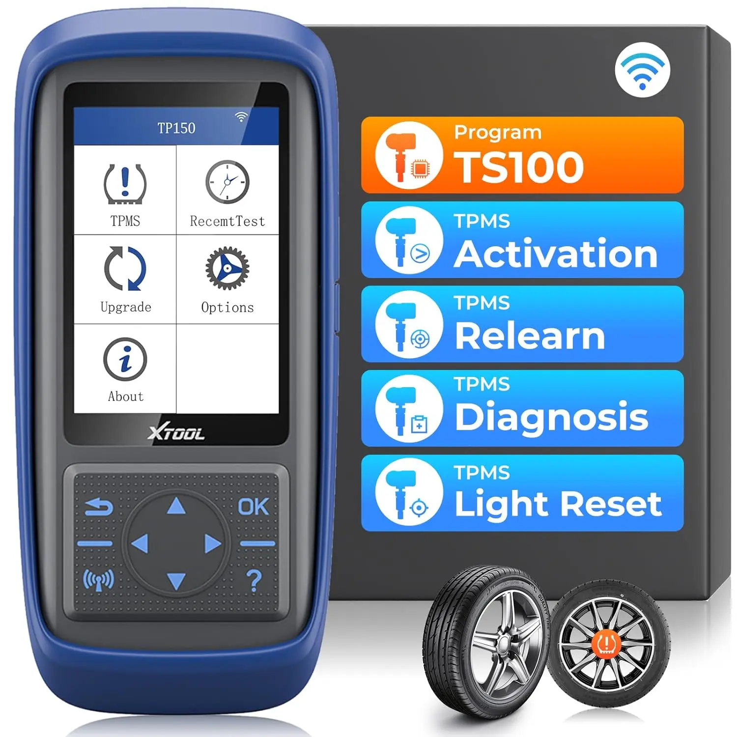 XTOOL TP150 TPMS Programming Tool - Cost-Effective, Easy-to-Use, Portable Car Tire Sensor Relearn/Reset/Activate Device (315/433MHz Universal, Exclusively for XTOOL TS100, TPMS Reset Tool, Father's Day Gift)