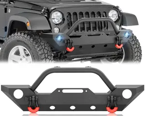 for Wrangler JK JL & Gladiator JT Front Bumper Compatible with 2007-2026 Jeep Wrangler JK JL JKU JLU Unlimited & Gladiator JT 2/4 Doors with Winch Plate, Bull Bar, D-rings, OE Fog Light Holes