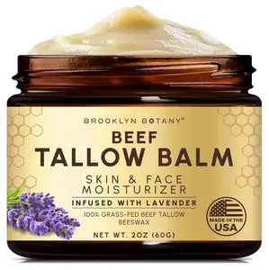Brooklyn Botany Beef Tallow Balm – Grass Fed Beef Tallow for Skin and Face – Nourishing Face Moisturizer Infused with Lavender – 2 oz