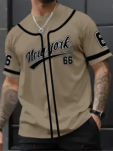 Men's fashion new york 66th printed short-sleeved 3D printed short-sleeved sports short-sleeved micro-elastic fabric, interesting round neck shirt, Sports Jersey