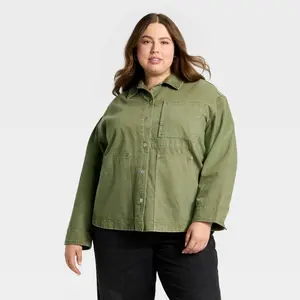 Women's Relaxed Barn Denim Coat - Universal Thread Green 4X