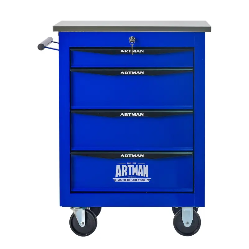 4-7 Drawers Multifunctional Tool Cart with Wheels,Metal Rolling Tool Cart Storage for Garage Workshop Warehouse Repair Shop--With  Stainless Steel Roof- BLACK&BLUE