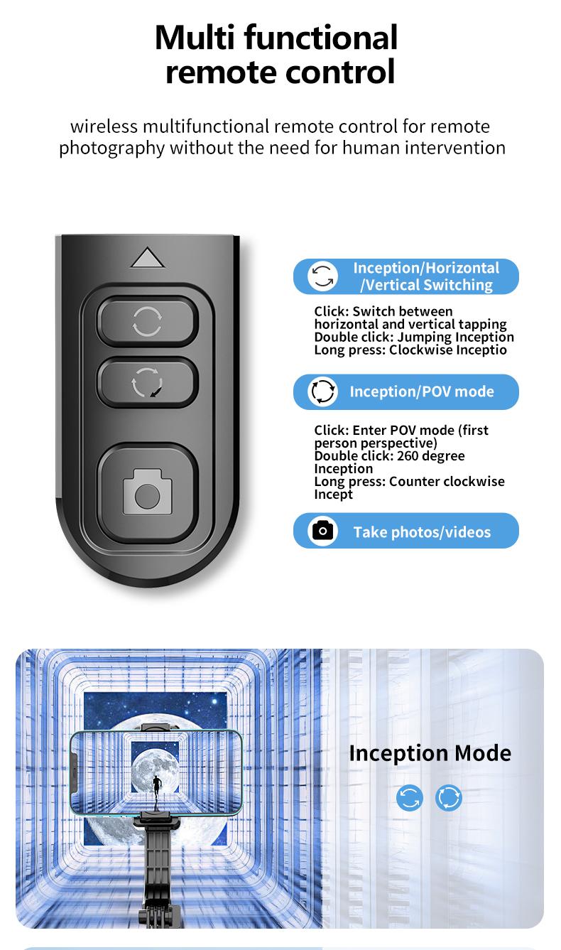 1-Axis Gimbal Stabilizer, Anti-Shake Selfie Stick Tripod with Bluetooth Remote, Auto Balance Phone Mount, Aluminum Alloy Vlogging Stand for iPhone & Android