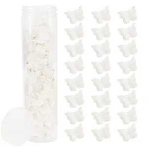 60 count Mini Butterfly Hair Clips for Hair with Box Glitter 90s Y2k Hair Accessories for Girls Women (White)