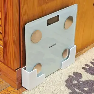 Wall-Mounted Weight Scale Storage Rack, Adhesive Installation, Durable Plastic, Space-Saving Design, Bathroom & Home Gym, Safe Setup
