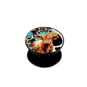 Cow and Leopard Print Western Phone Grip Stand Foldable Cute Country Girl Gifts for Cellphone & Smartphone