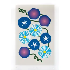 June Drop "Morning Glory Print" - Limited Edition Unframed Artwork for Room Decor & Wall Ornaments - Minimalist Contemporary Design